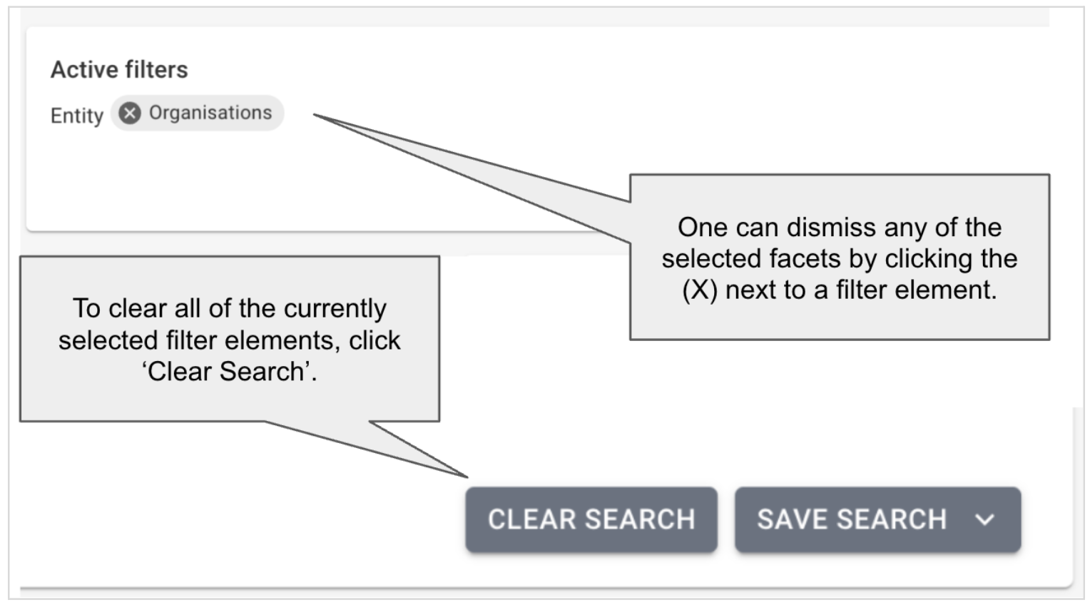 Clearing Selected Facet Elements in the Filter